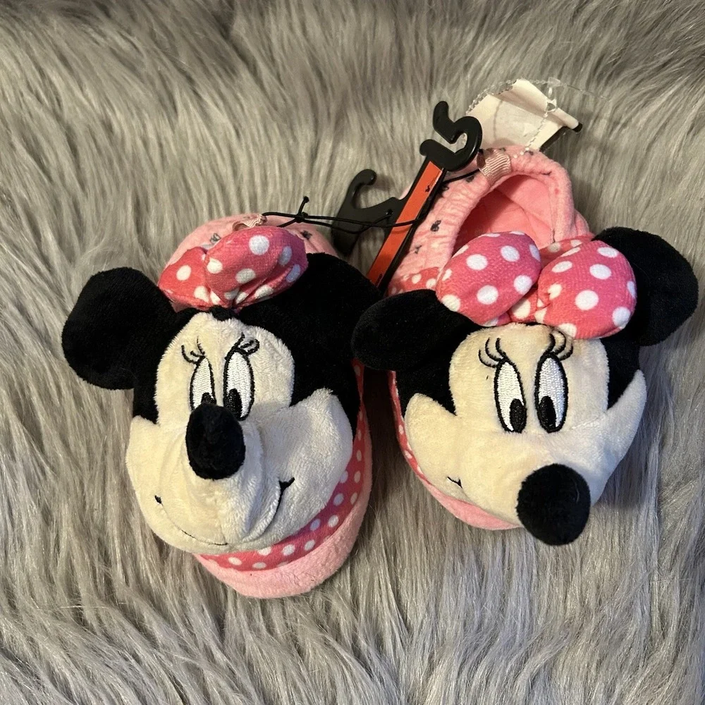 Ground Up Disney Minnie Mouse Plush Slippers Toddler Girls Size 7-8 Pink‎ Shoes